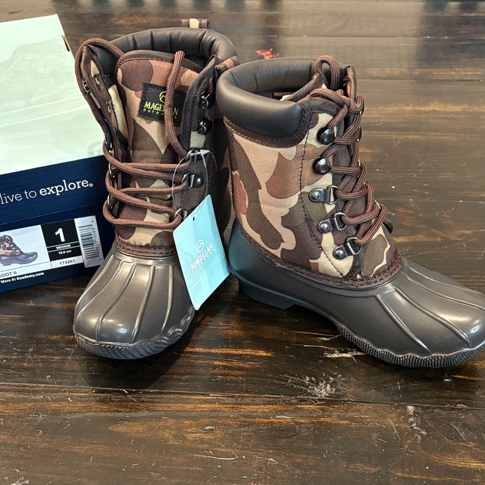 Magellan Outdoors Kids Camo Boots - Brown and Black